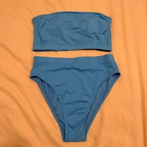 Blue target high waisted bikini